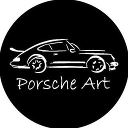 Image of a Porsche silhouette in white line art against a black background.